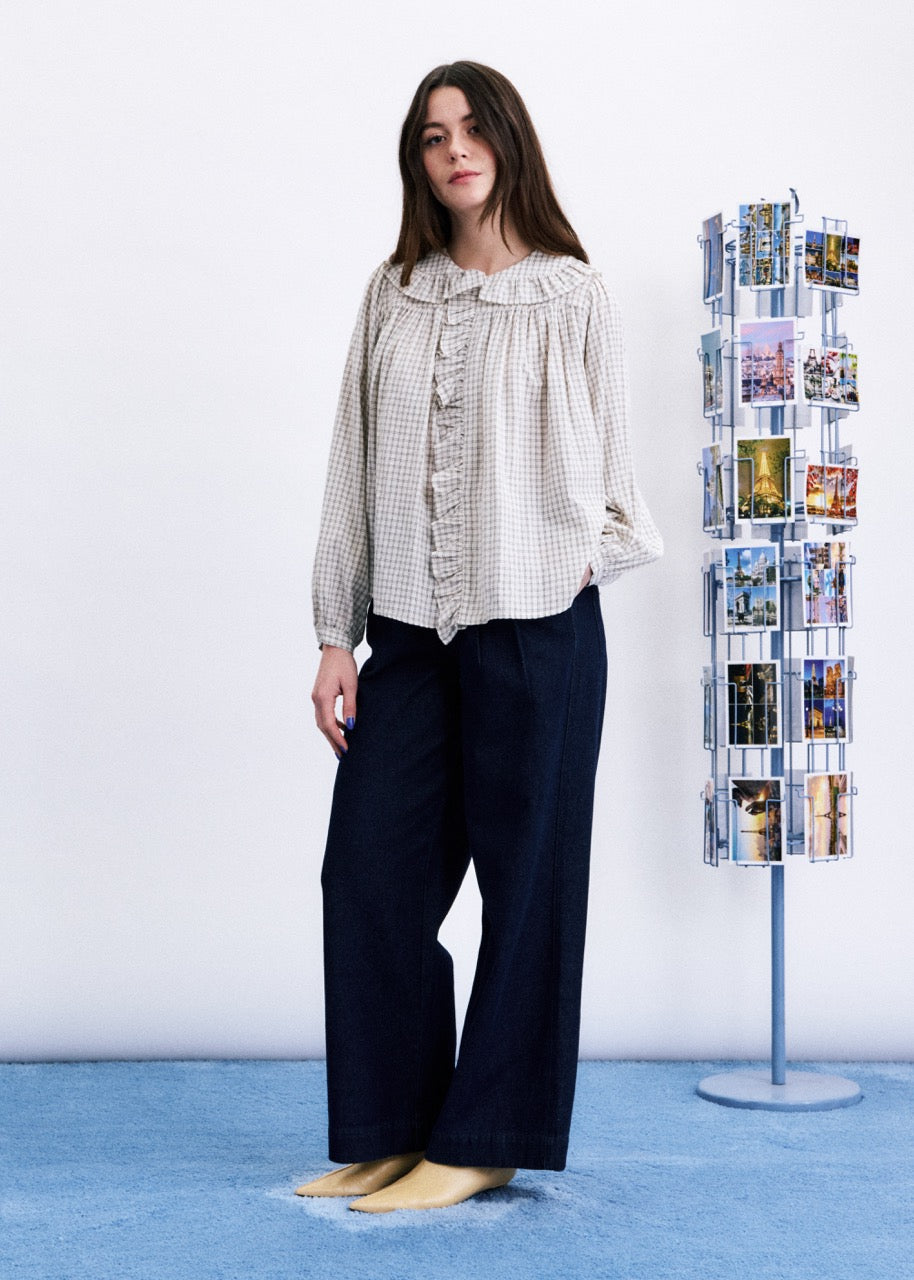 Dorset Blouse - Beige Check