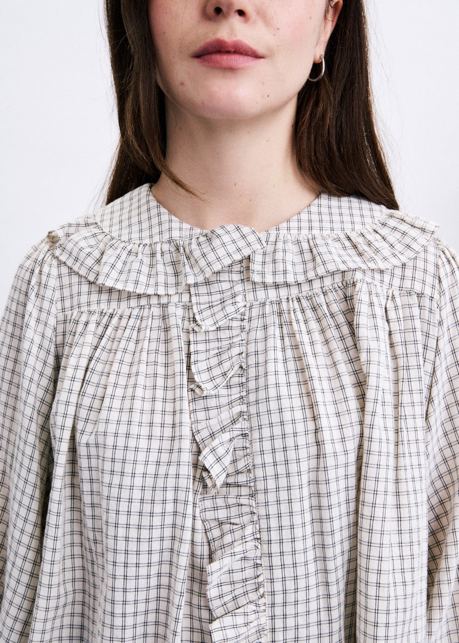 Dorset Blouse - Beige Check