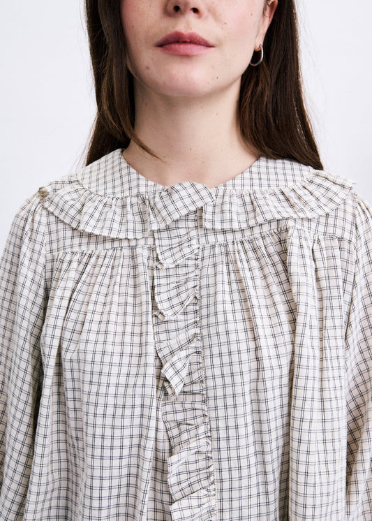 Dorset Blouse - Beige Check