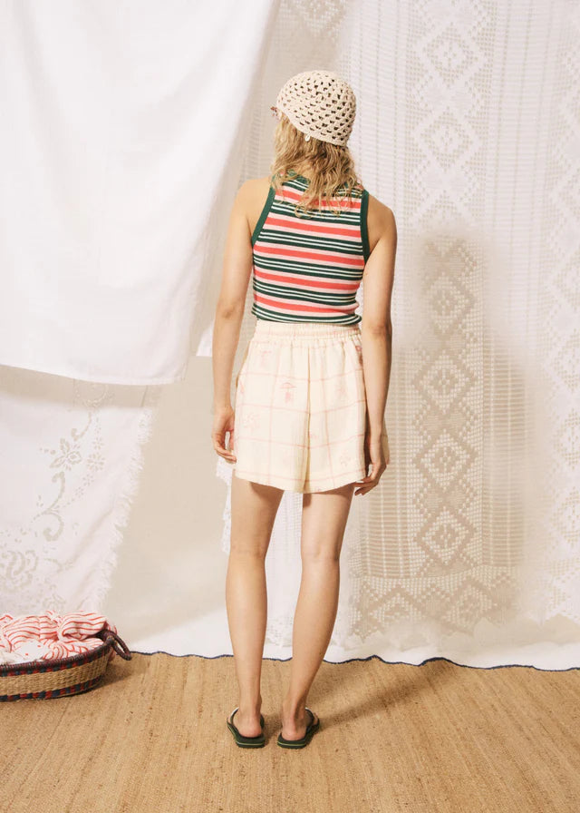 Nunzia Vest Top - Green/Pink Stripe