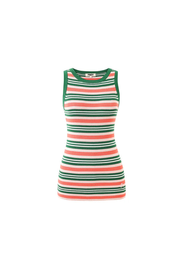 Nunzia Vest Top - Green/Pink Stripe