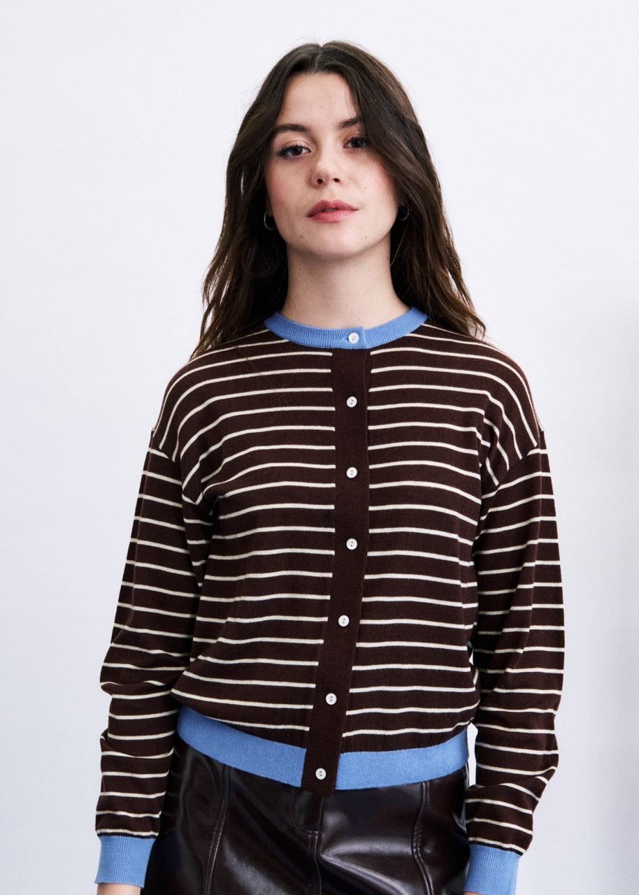 Echarpe Cardigan With Scarf Set - Marron Glace
