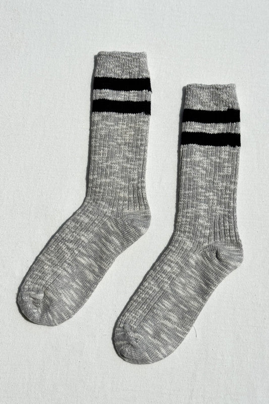 Cottage Socks - Varsity Grey With Black Stripe