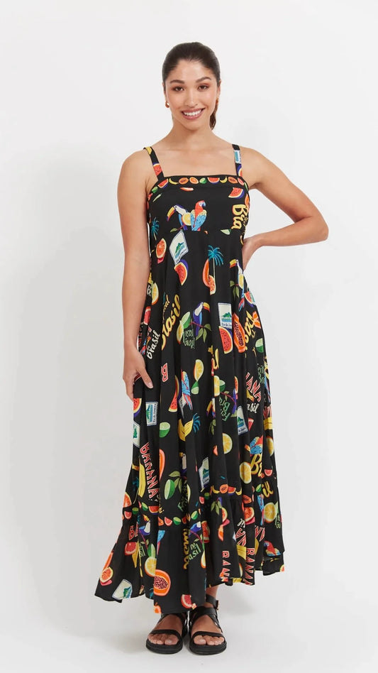 Cabana Tank Maxi Dress - Brasil Black