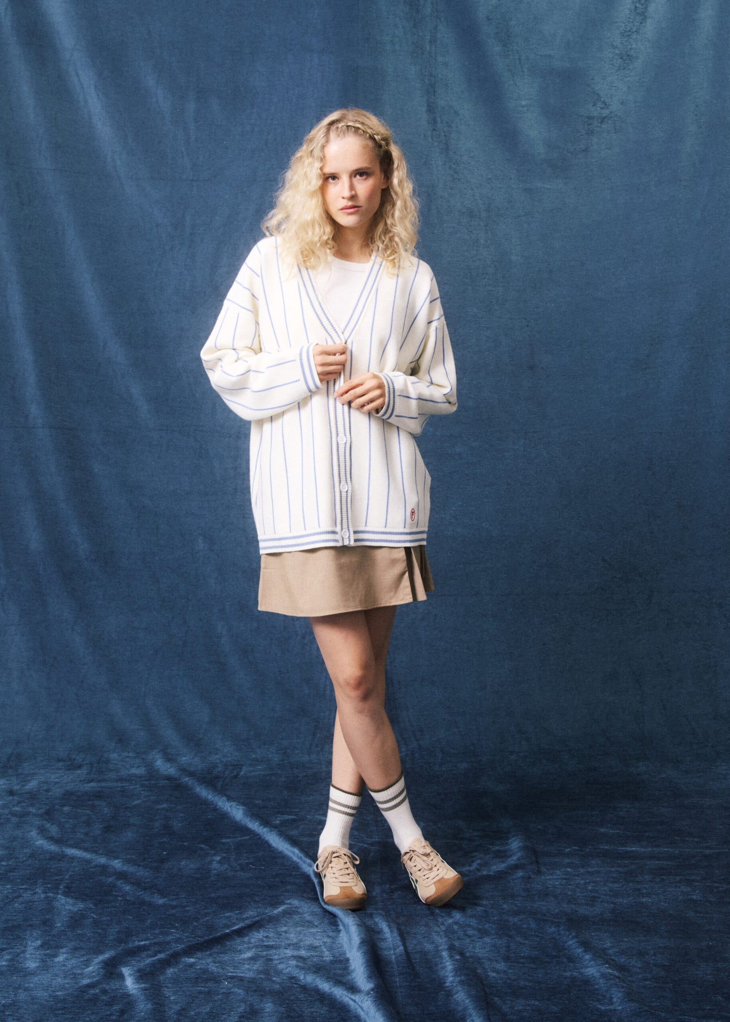 Nina Cardigan - Blue/Cream Stripe