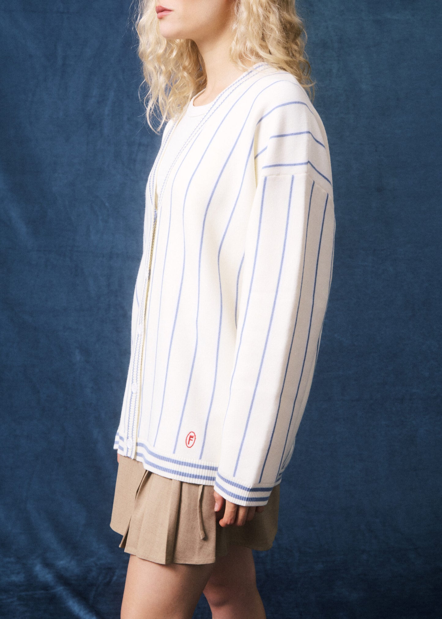 Nina Cardigan - Blue/Cream Stripe