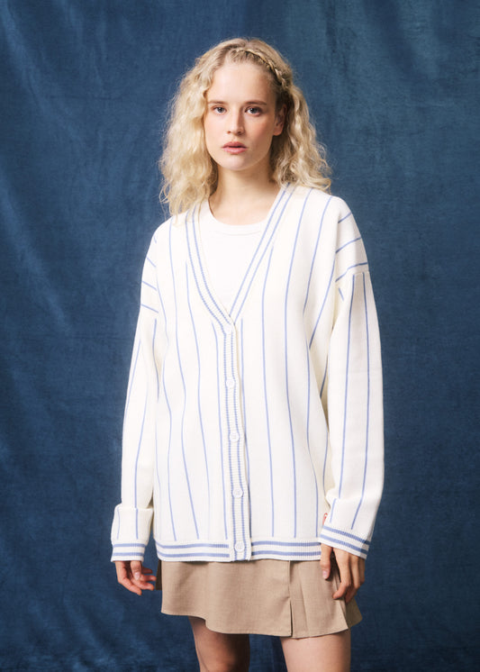 Nina Cardigan - Blue/Cream Stripe