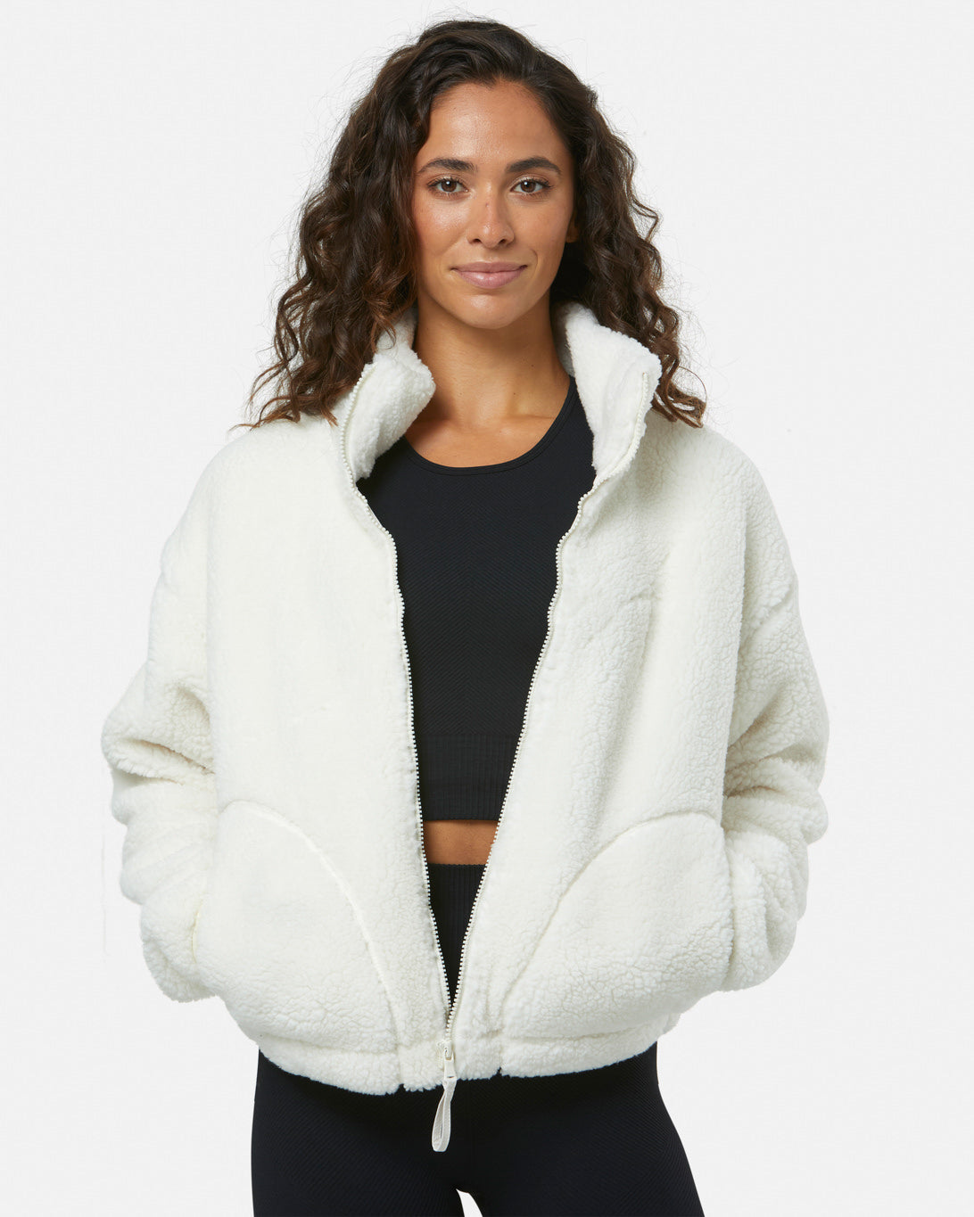 Industry Fleece High Collar Jacket - Cloud White