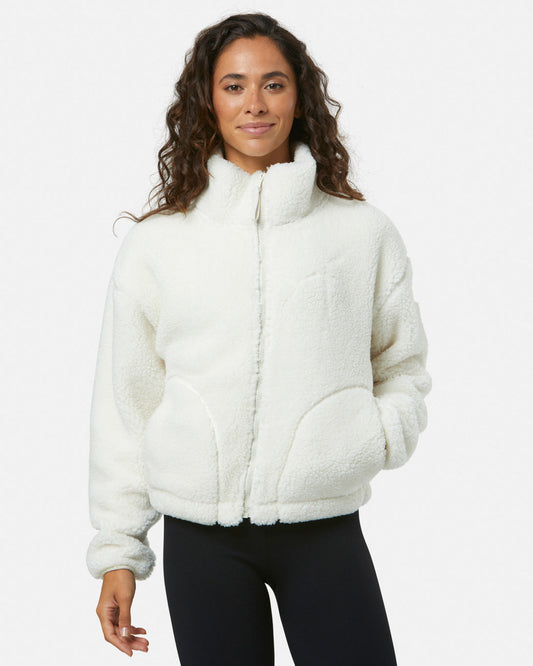 Industry Fleece High Collar Jacket - Cloud White