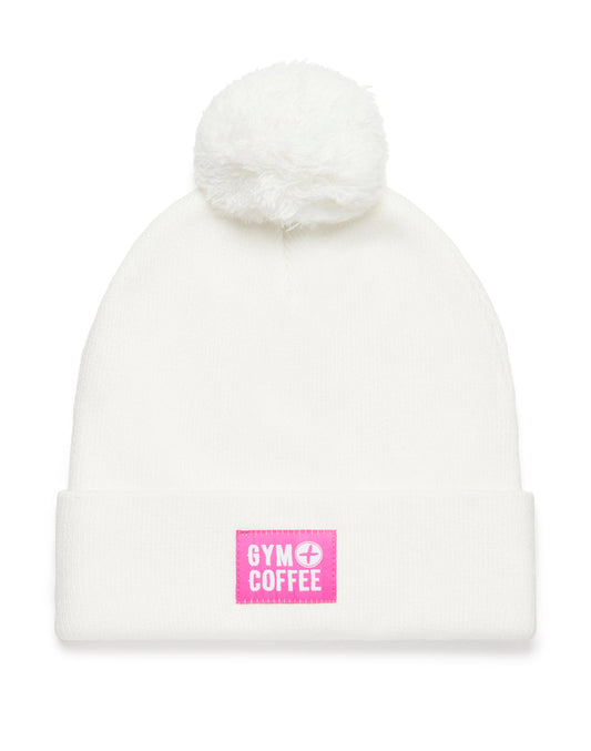 Knit Bobble Beanie - Soft White