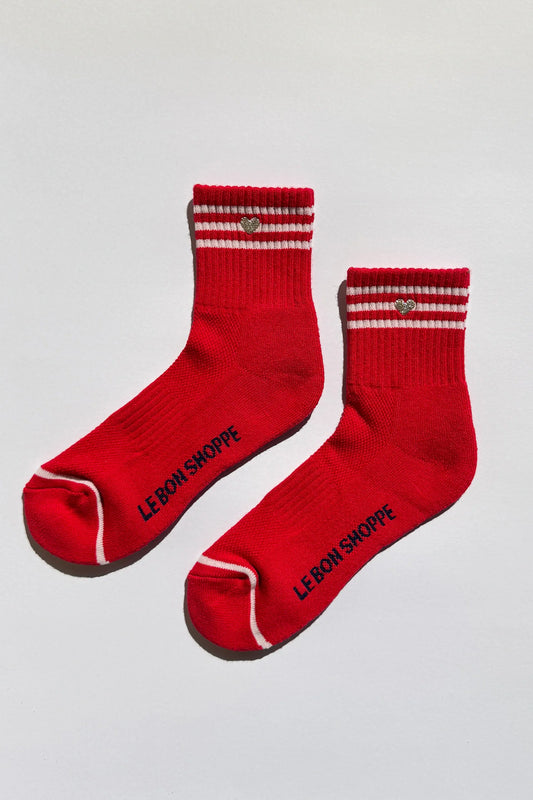 Embroidered Girlfriend Socks - Scarlet Heart