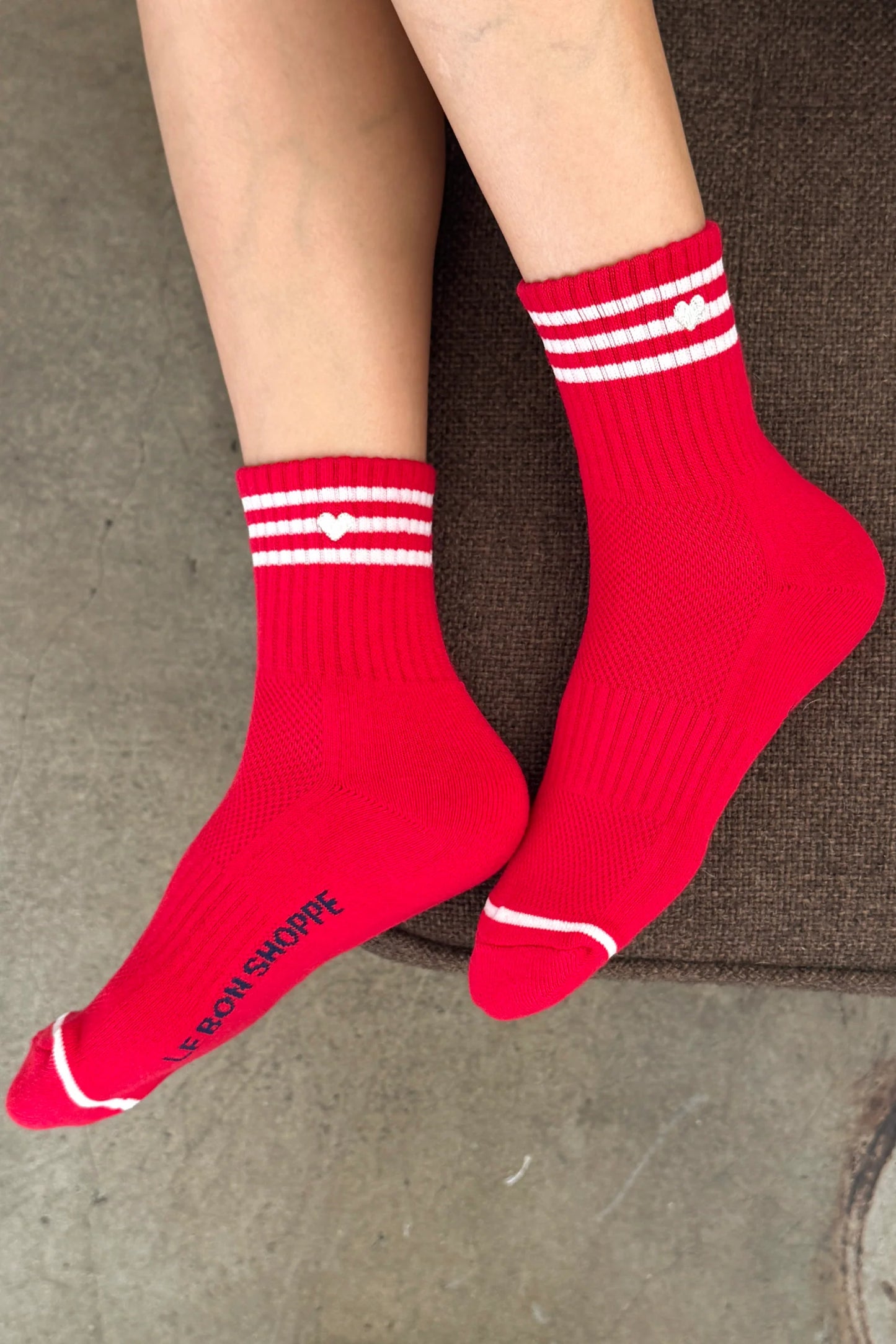 Embroidered Girlfriend Socks - Scarlet Heart
