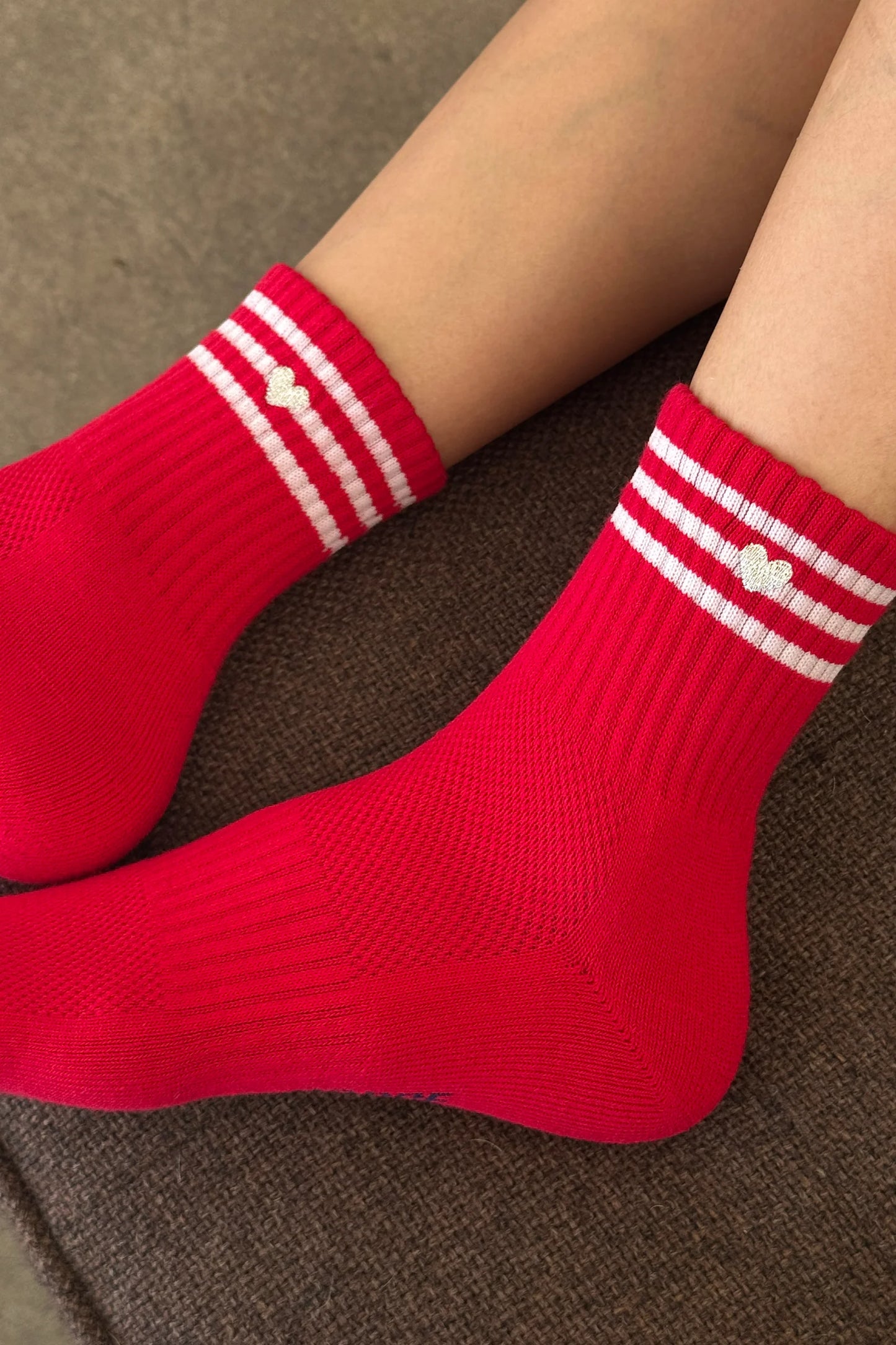 Embroidered Girlfriend Socks - Scarlet Heart