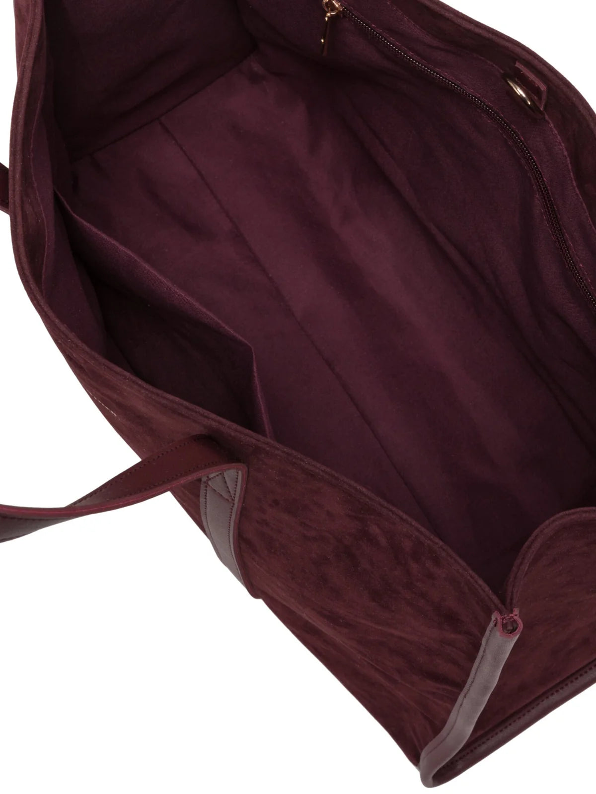 Suede Effect Large Tote Bag - Burgundy