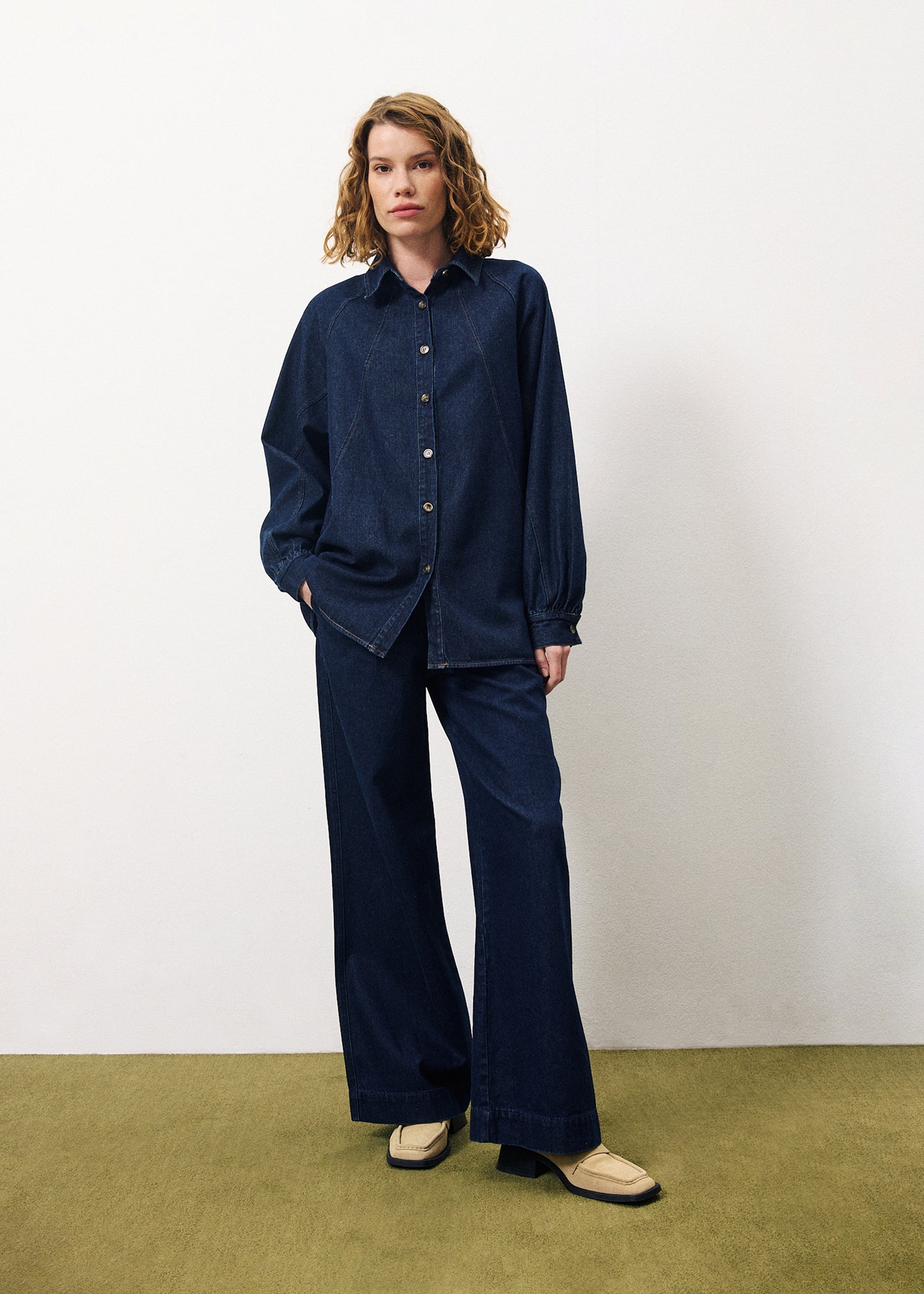 Prunella Denim Trousers - Blue Marine