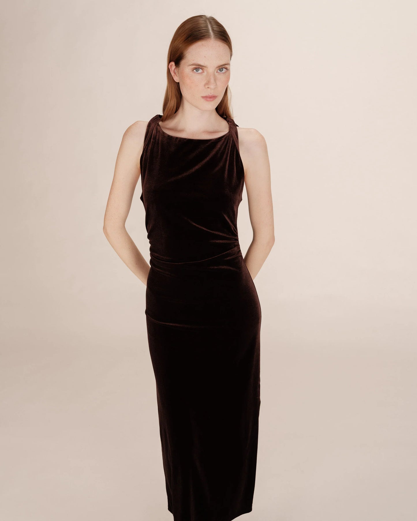 Tivoli Velvet Dress - Chocolate