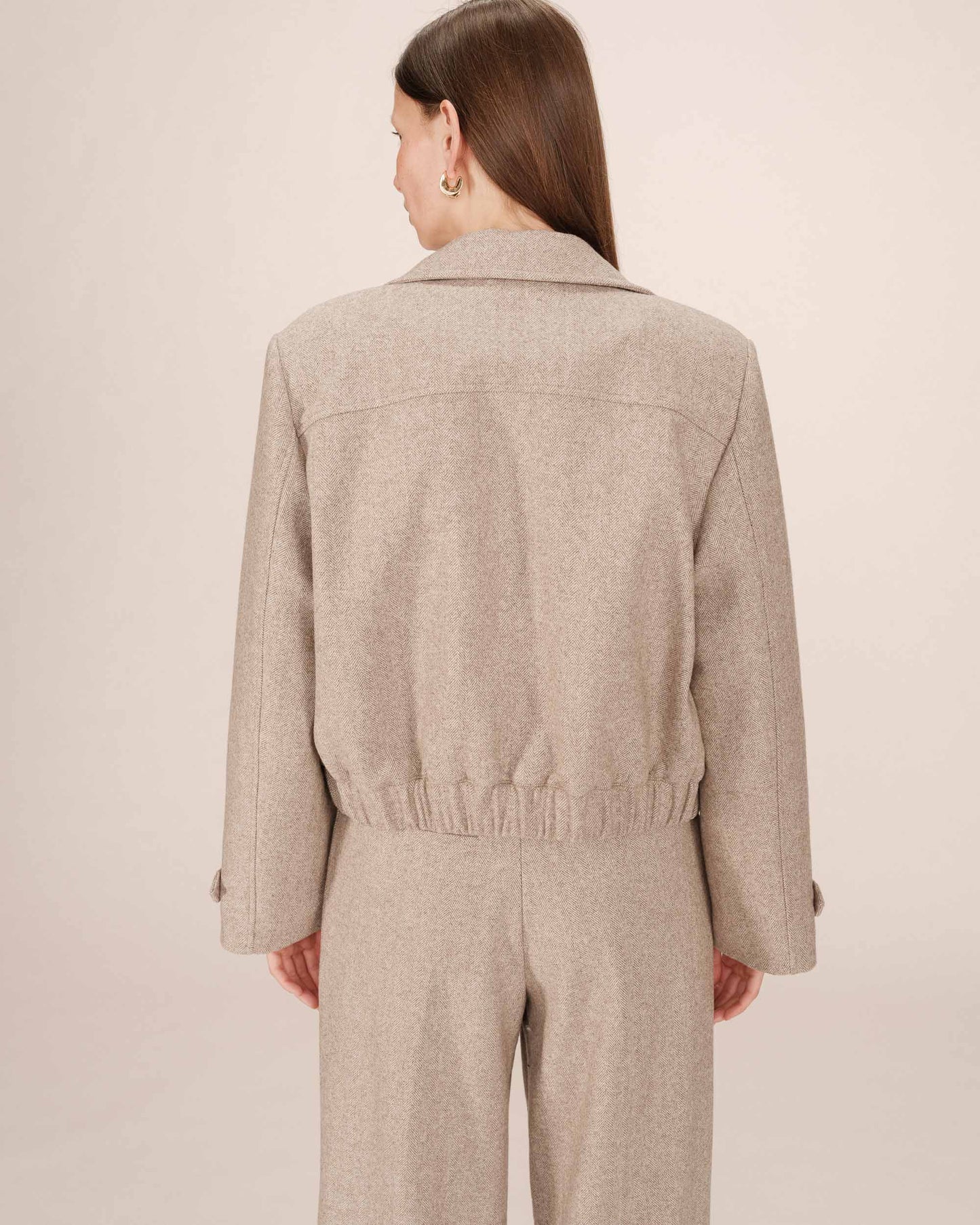 Tiffany Boxy Wool Jacket - Grey / Brown