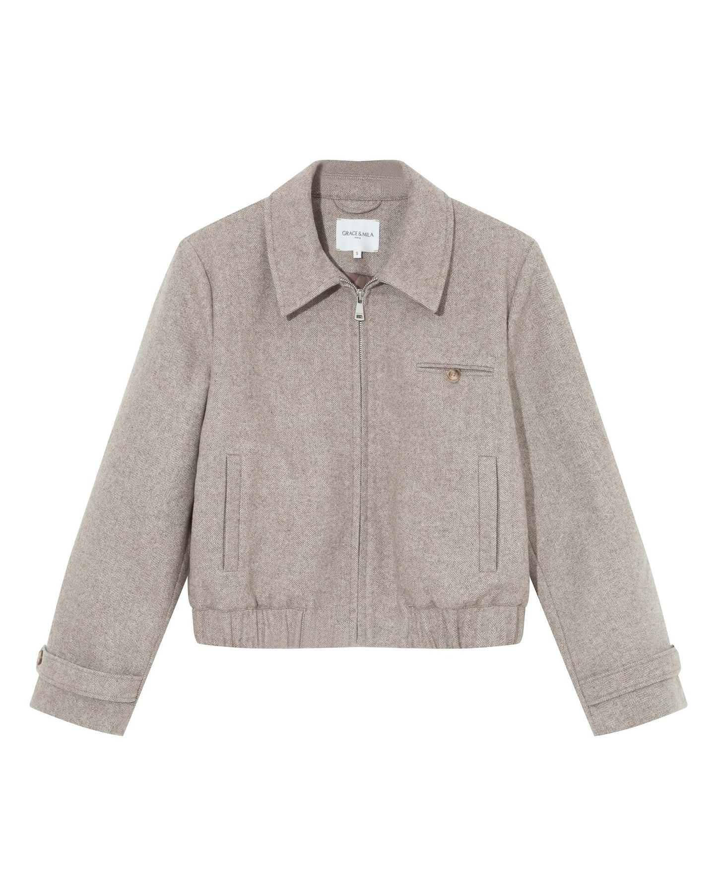 Tiffany Boxy Wool Jacket - Grey / Brown