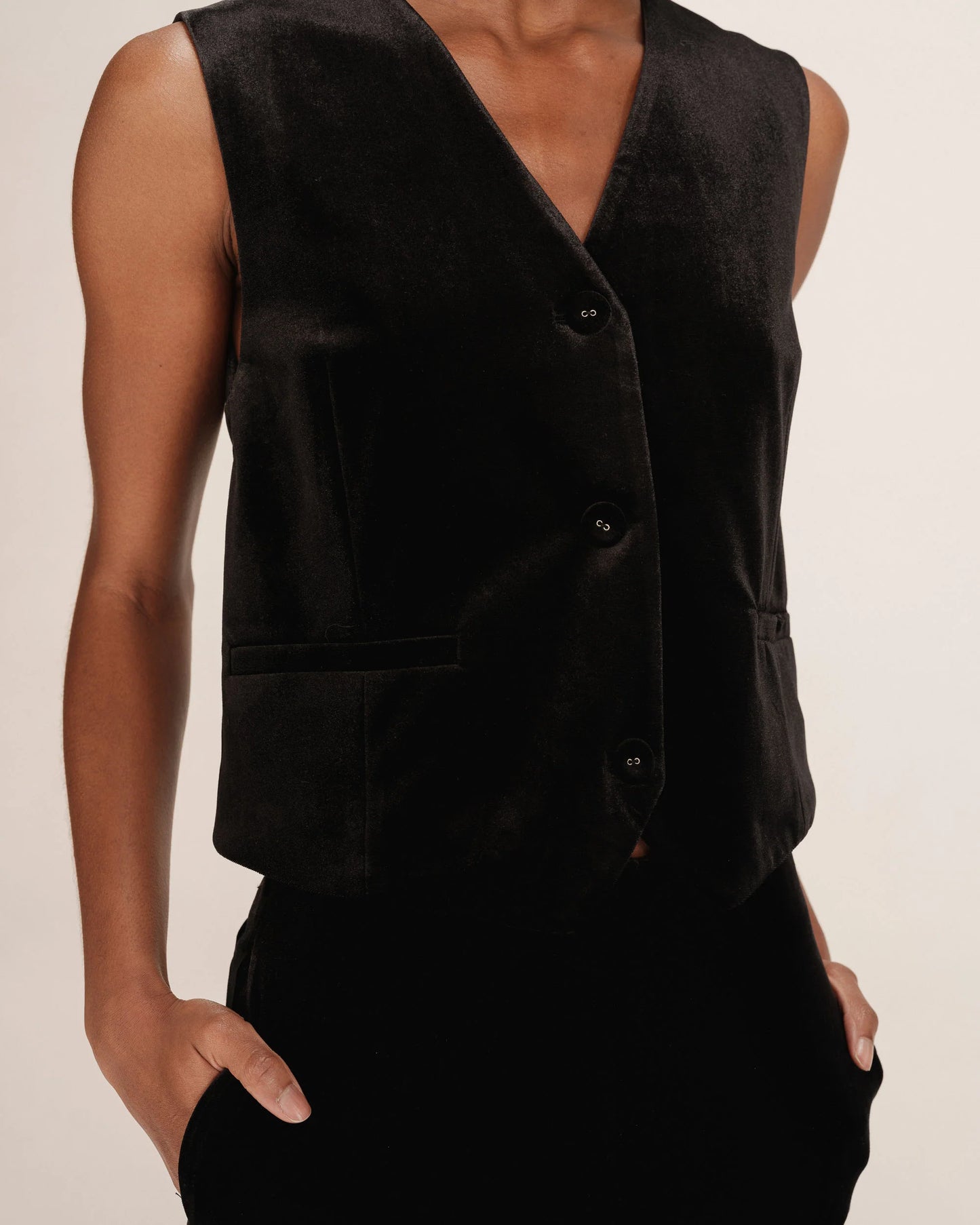 Totem Velvet Waistcoat - Black