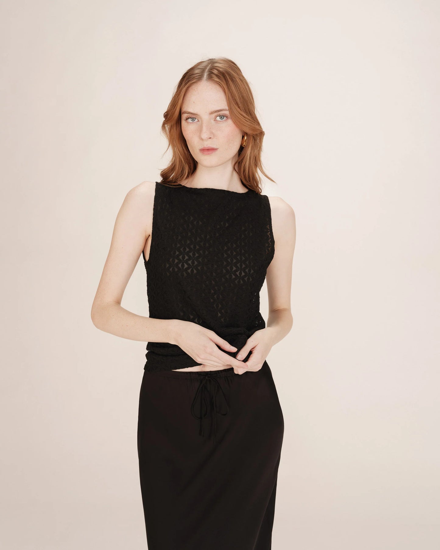 Talmas Long Satin Skirt - Black