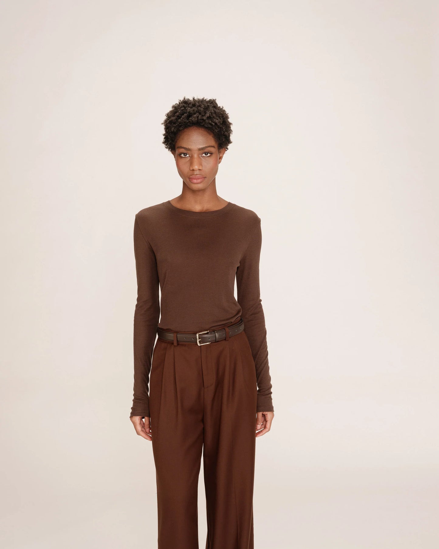 Toni Sheer Jersey Top - Chocolate