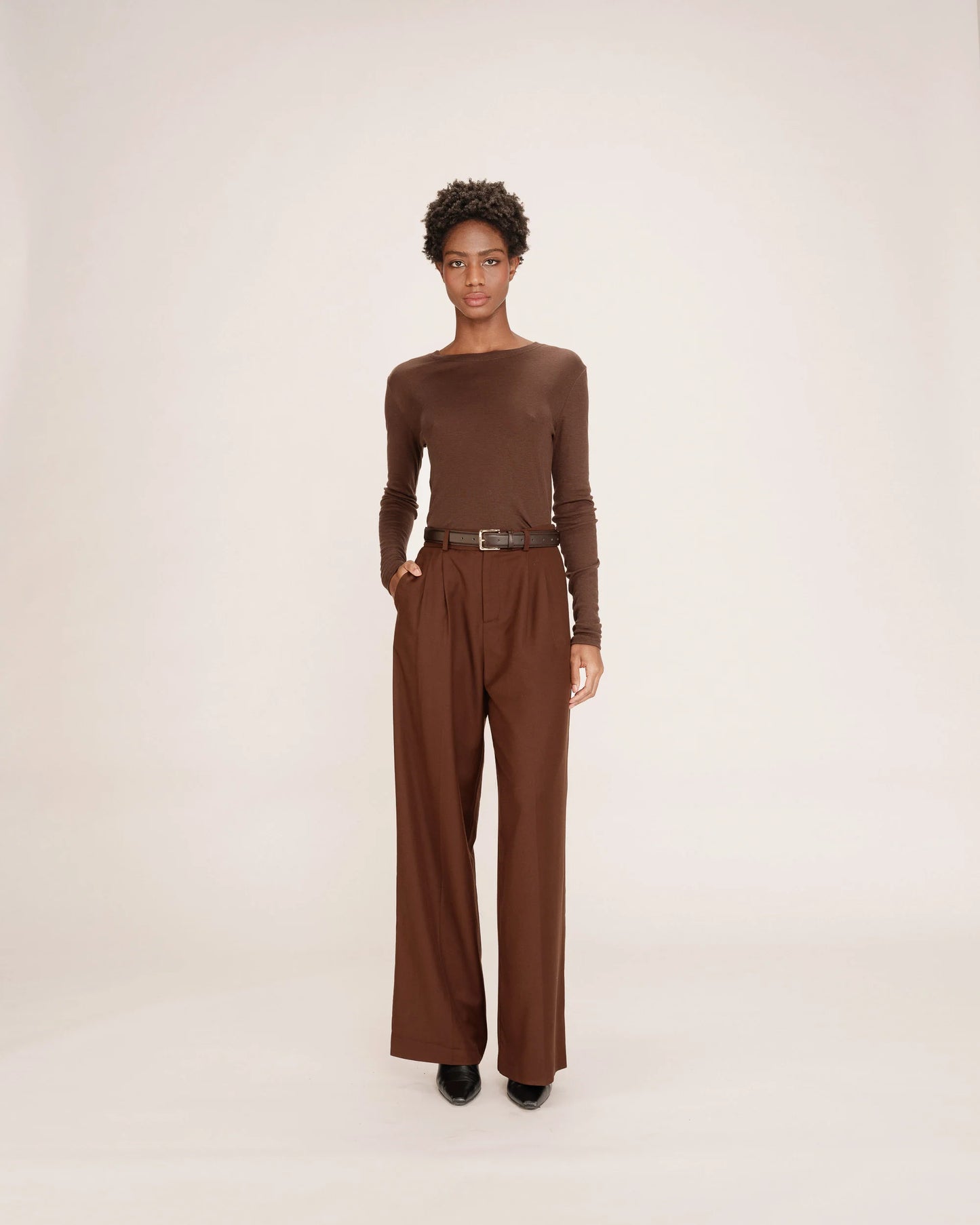 Toni Sheer Jersey Top - Chocolate