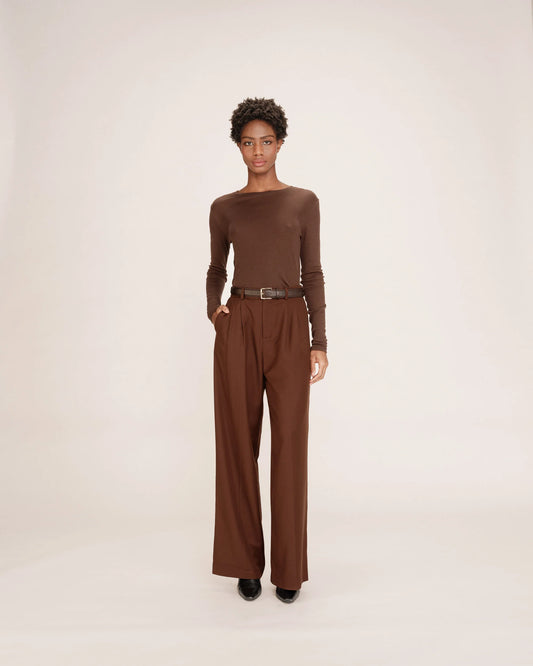 Toni Sheer Jersey Top - Chocolate
