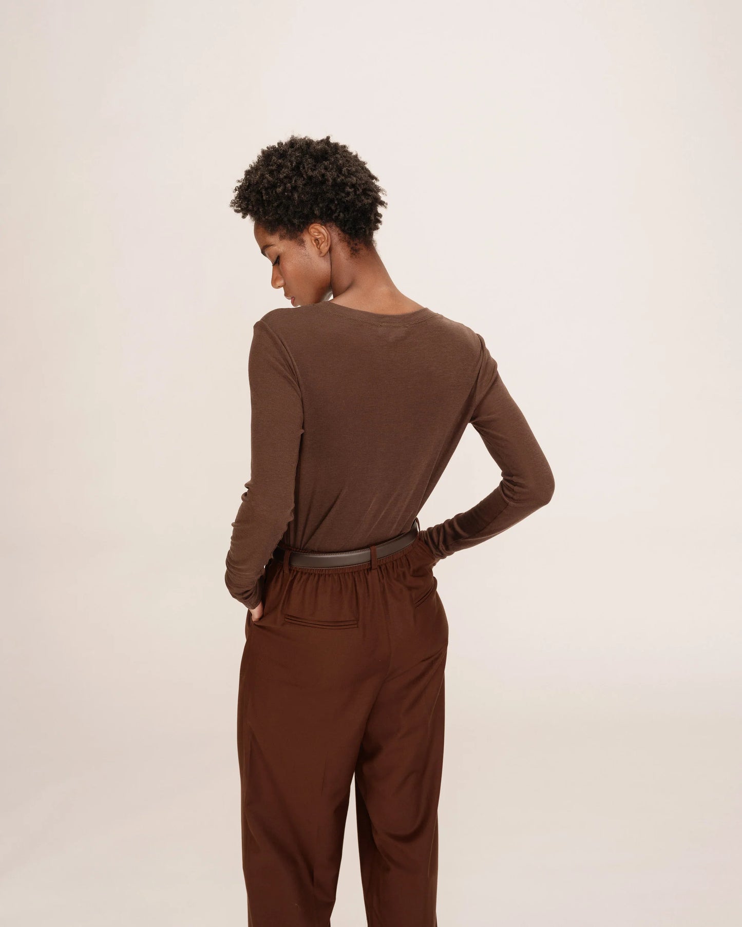 Toni Sheer Jersey Top - Chocolate