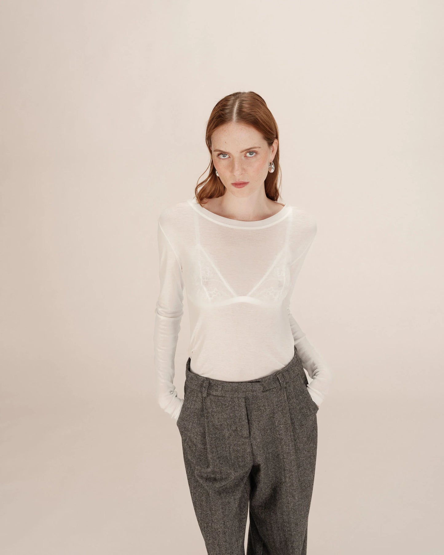 Toni Sheer Jersey Top - Ivory