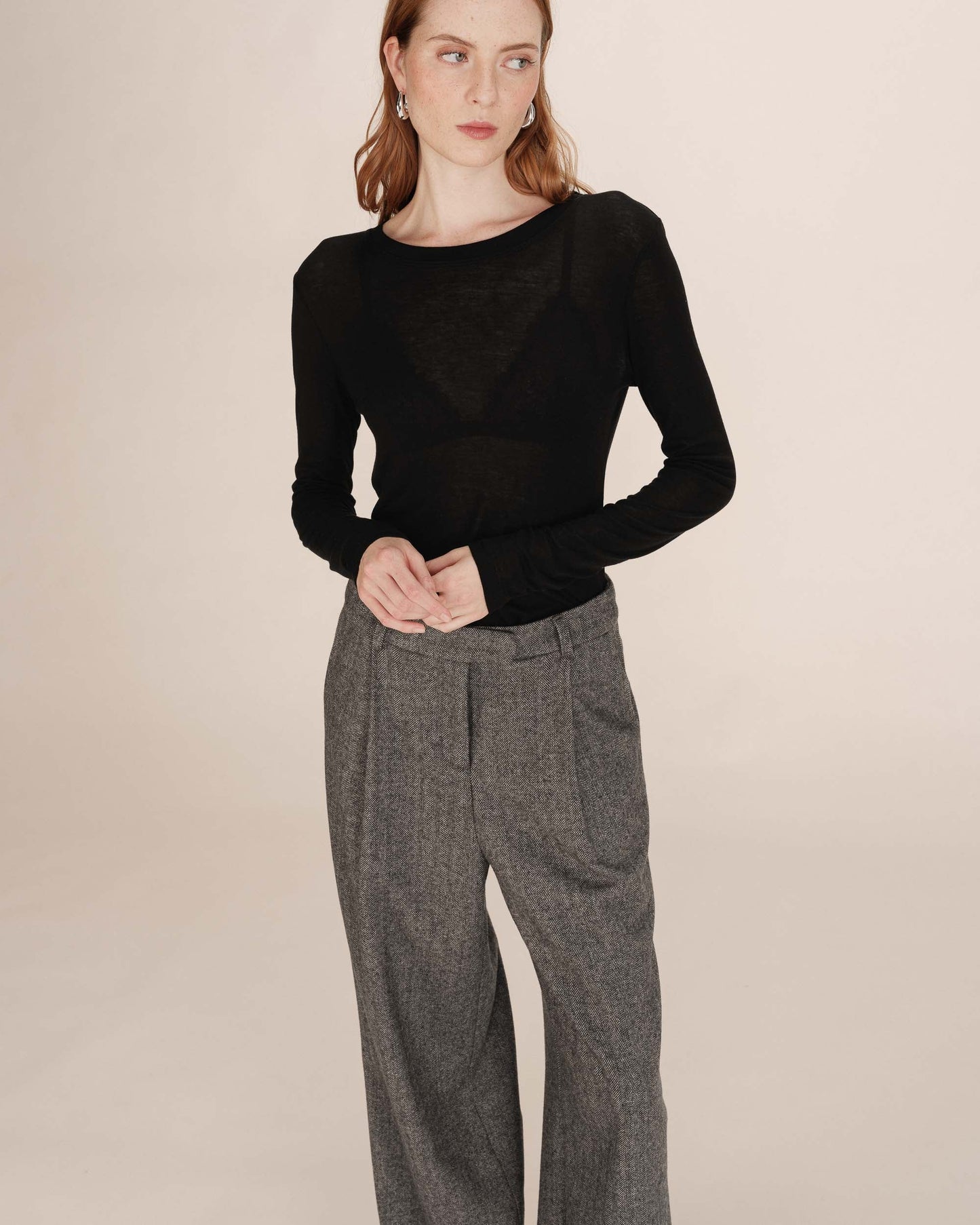 Toni Sheer Jersey Top - Black