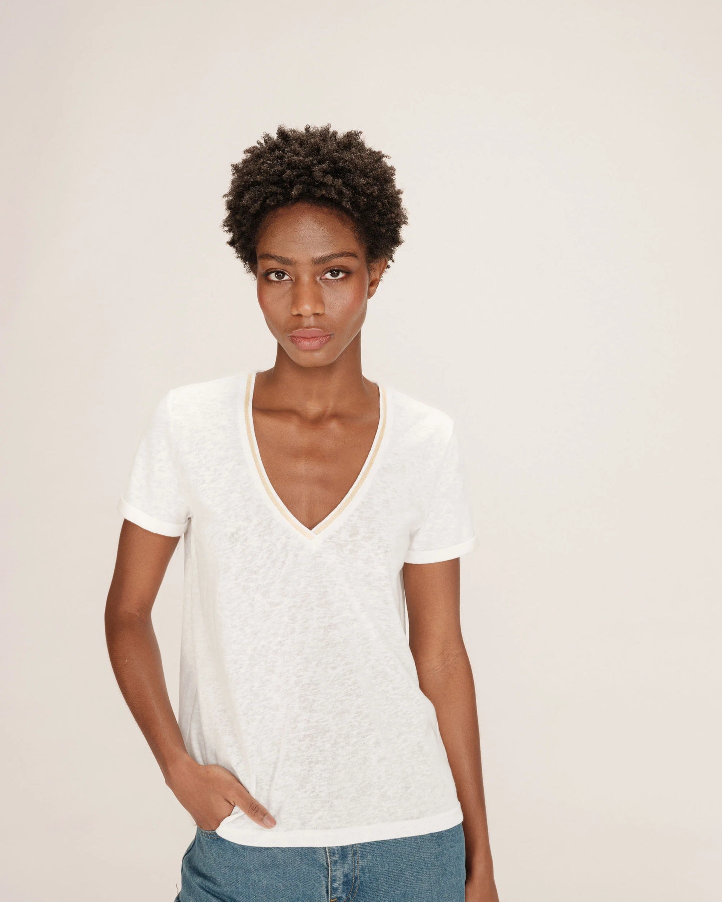 Tim Short Sleeve Top - Ivory