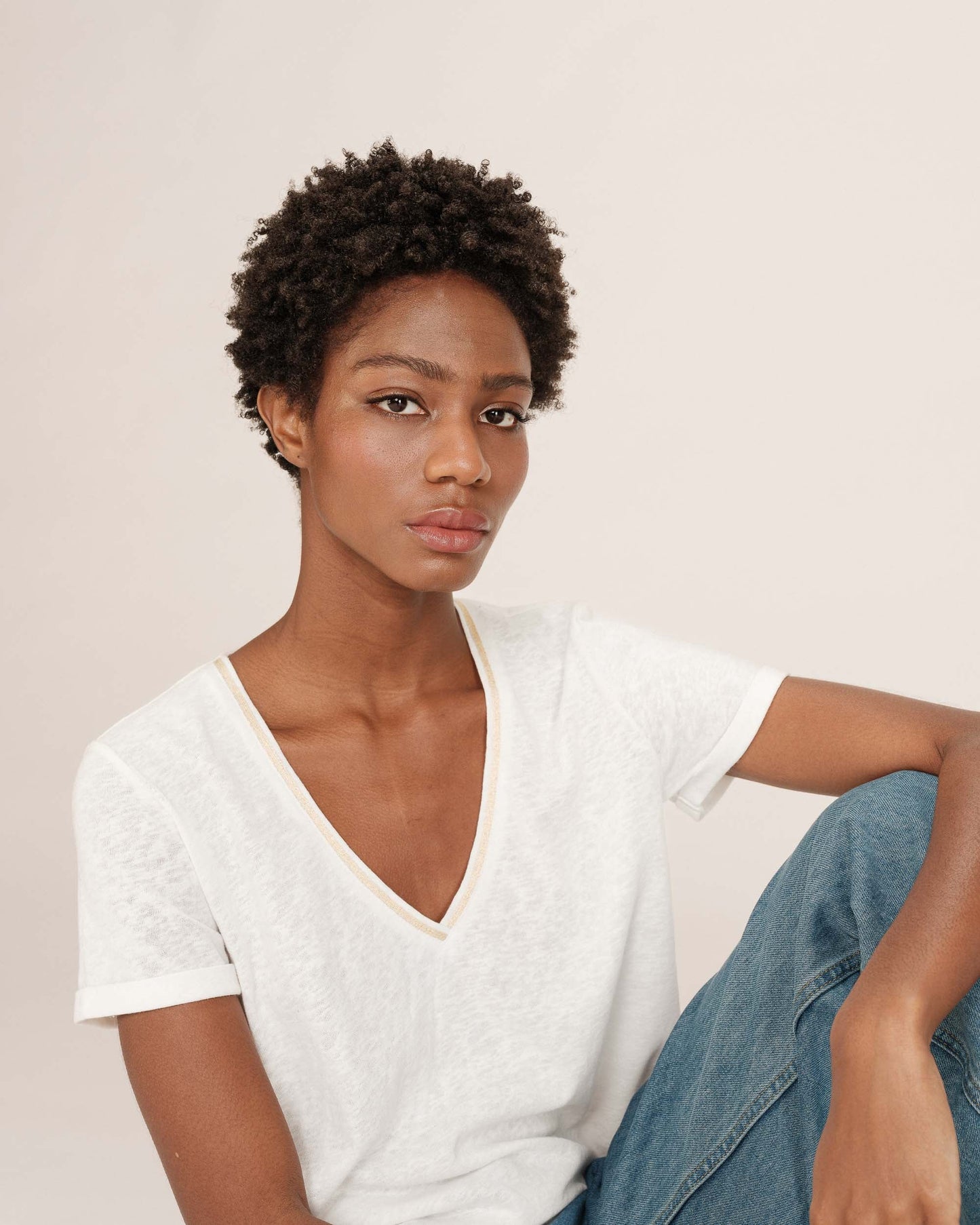 Tim Short Sleeve Top - Ivory