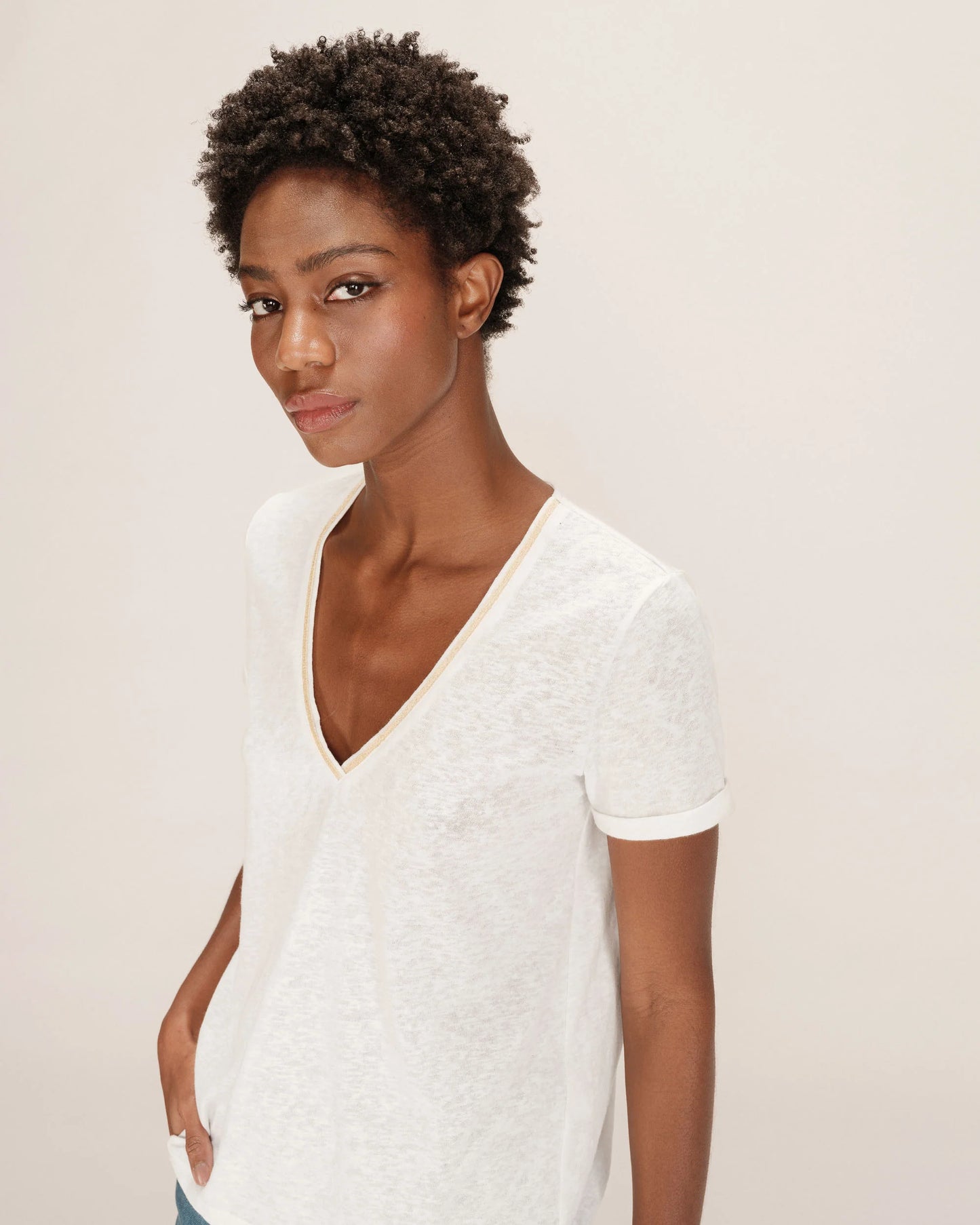 Tim Short Sleeve Top - Ivory