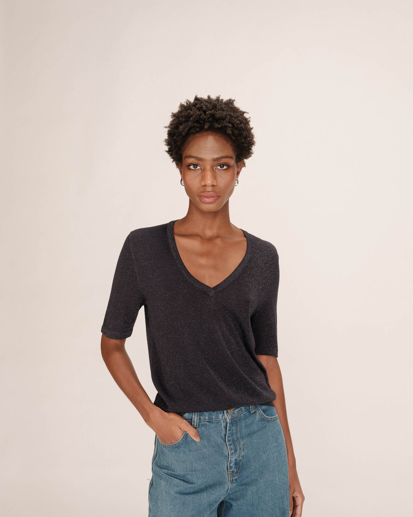 Taylor V Neck Top - Marine