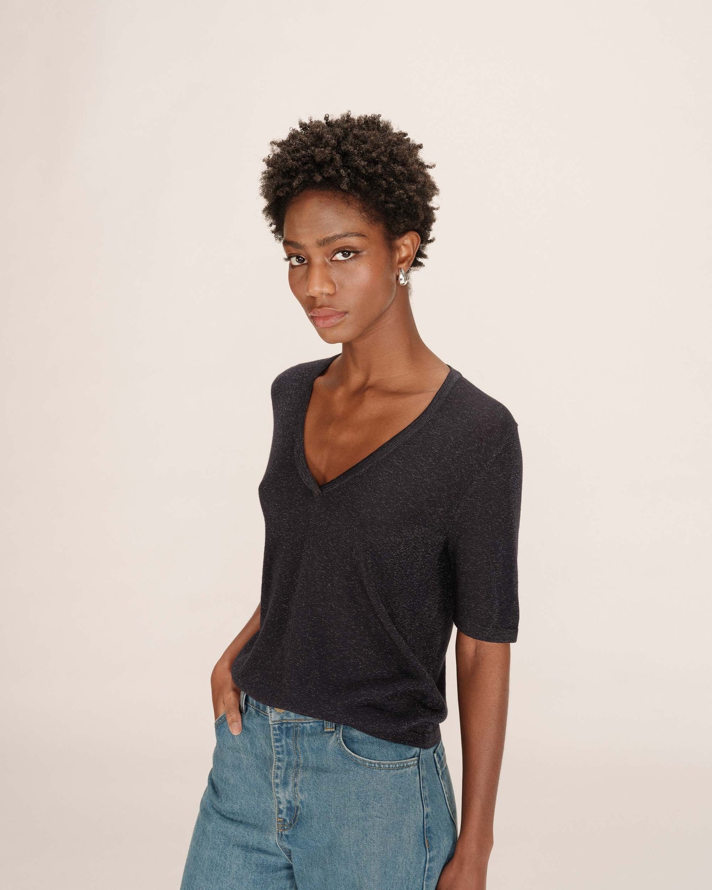 Taylor V Neck Top - Marine