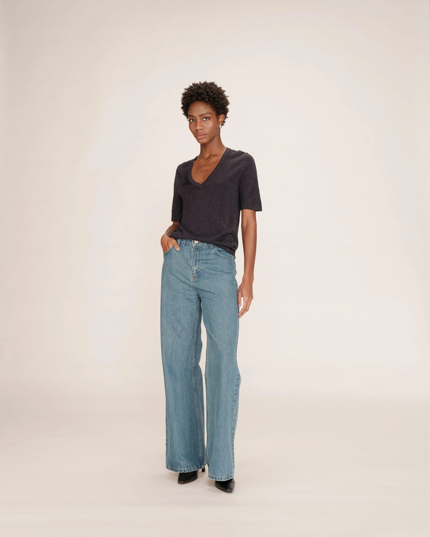 Taylor V Neck Top - Marine