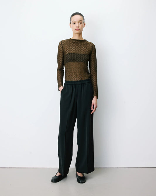 Aube Lace Long Sleeve Top - Khaki