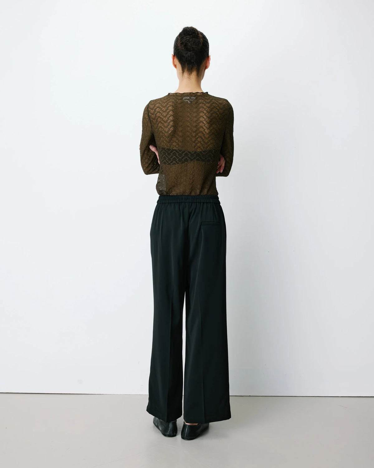 Aube Lace Long Sleeve Top - Khaki
