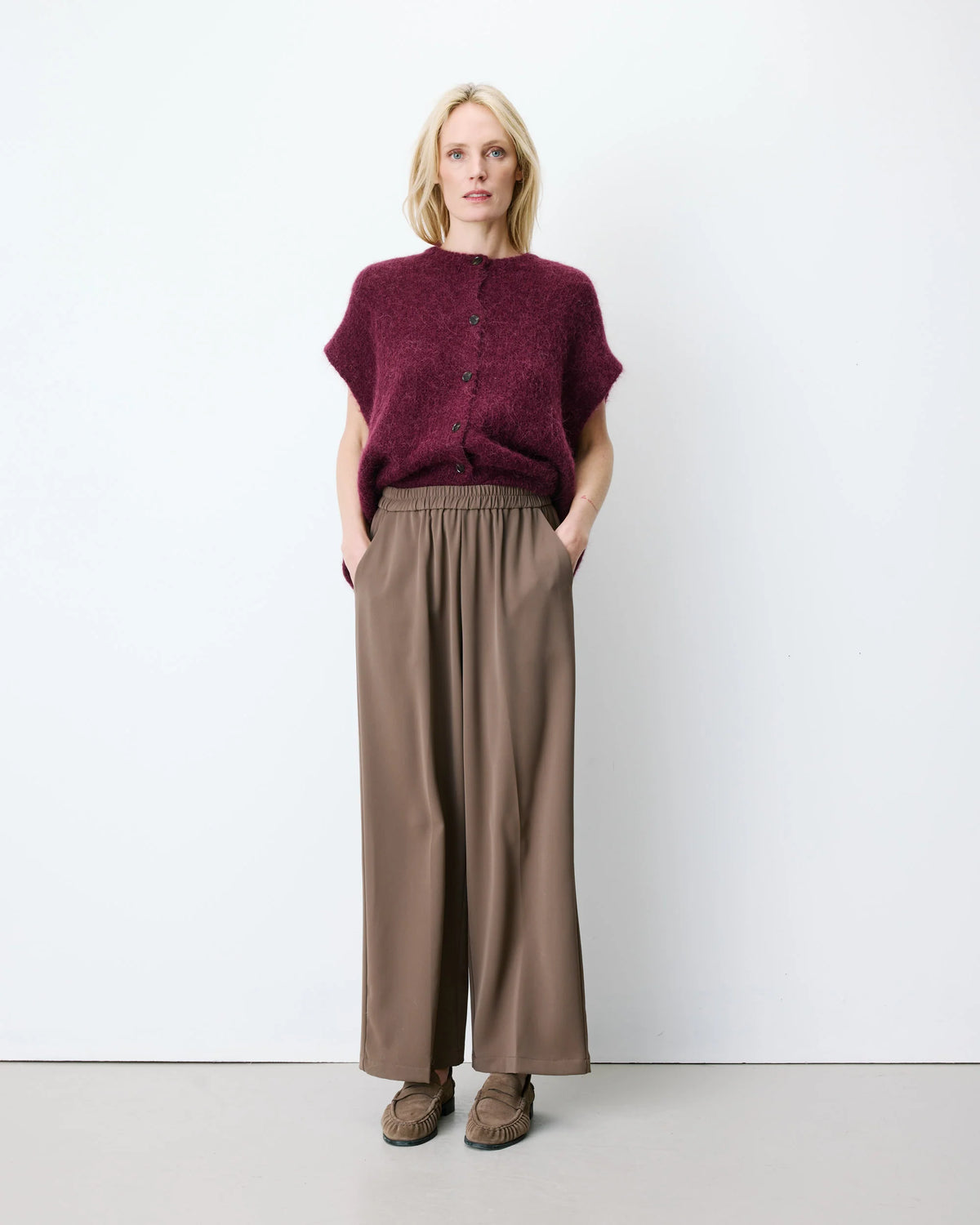 Addison Relaxed Oversized Cardigan - Aubergine