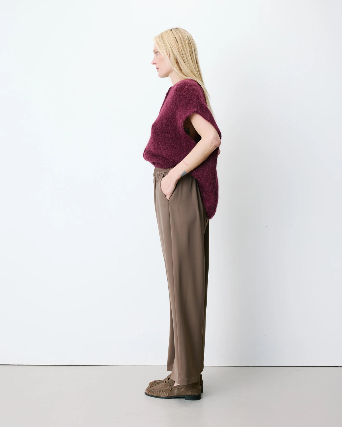 Addison Relaxed Oversized Cardigan - Aubergine