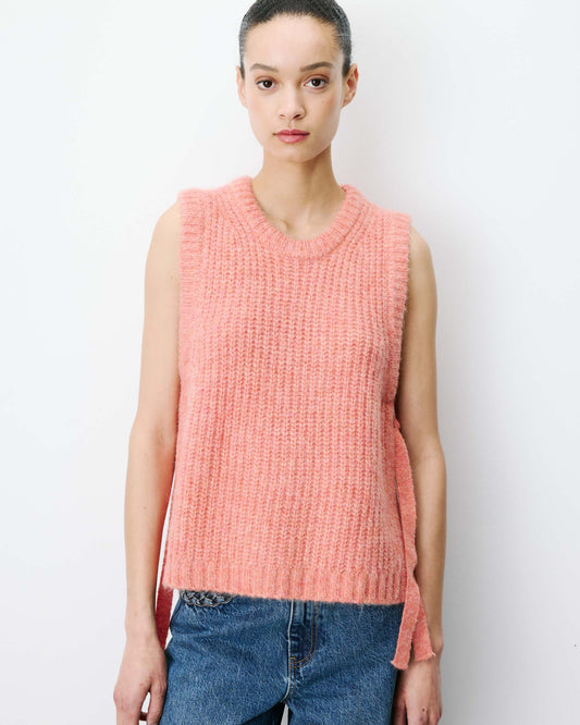 Argan Side Tie Sleeveless Jumper - Peche
