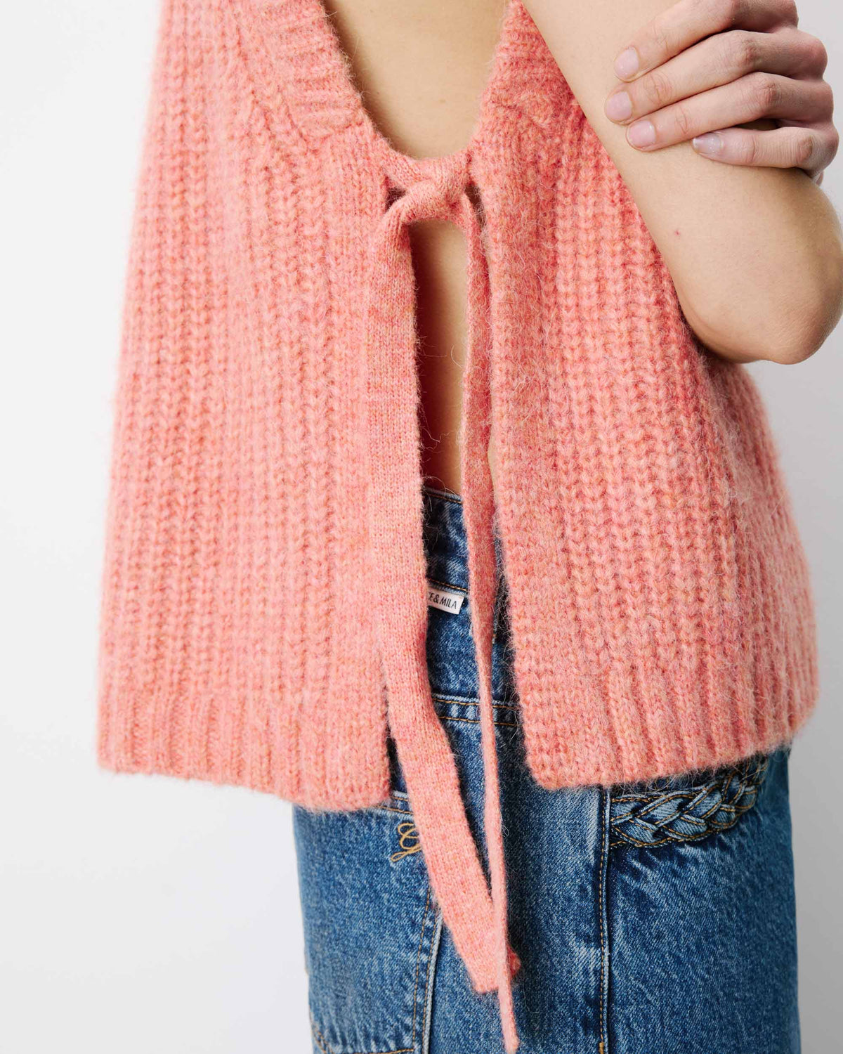 Argan Side Tie Sleeveless Jumper - Peche