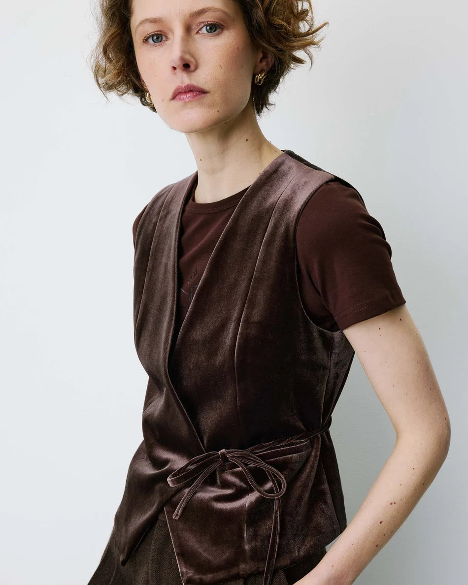 Benny Velvet Waistcoat - Chocolate