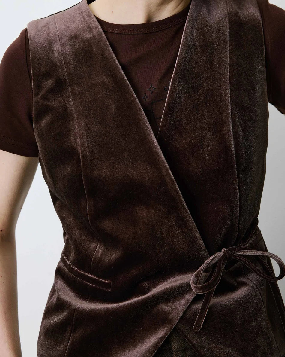 Benny Velvet Waistcoat - Chocolate
