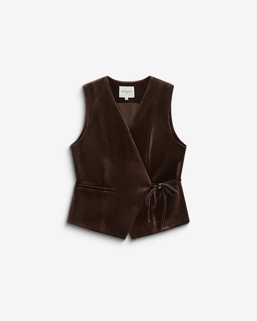 Benny Velvet Waistcoat - Chocolate