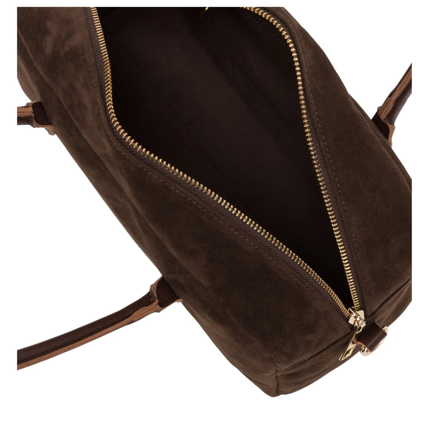 Suede Effect Bowling Bag - Brown