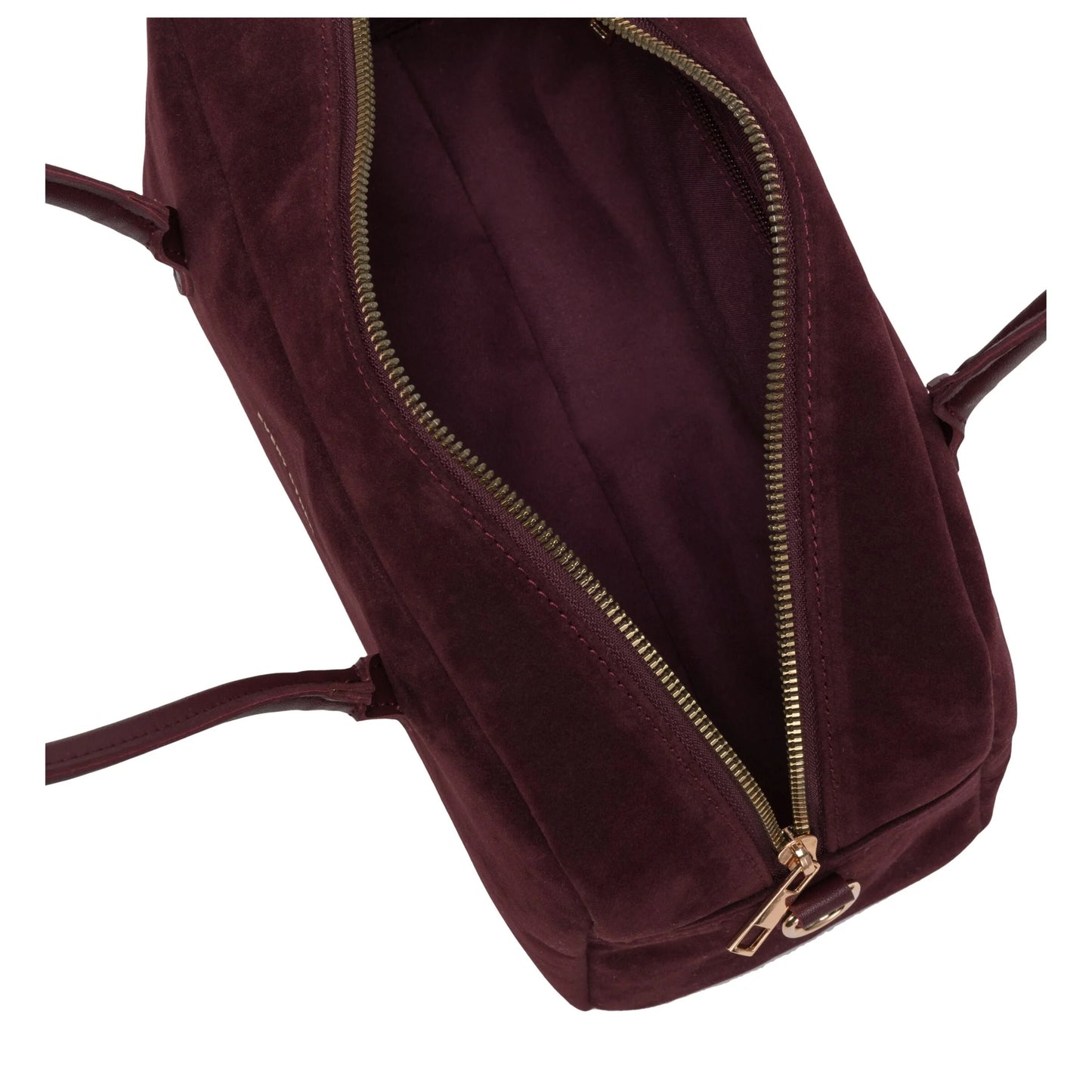 Suede Effect Bowling Bag - Burgundy