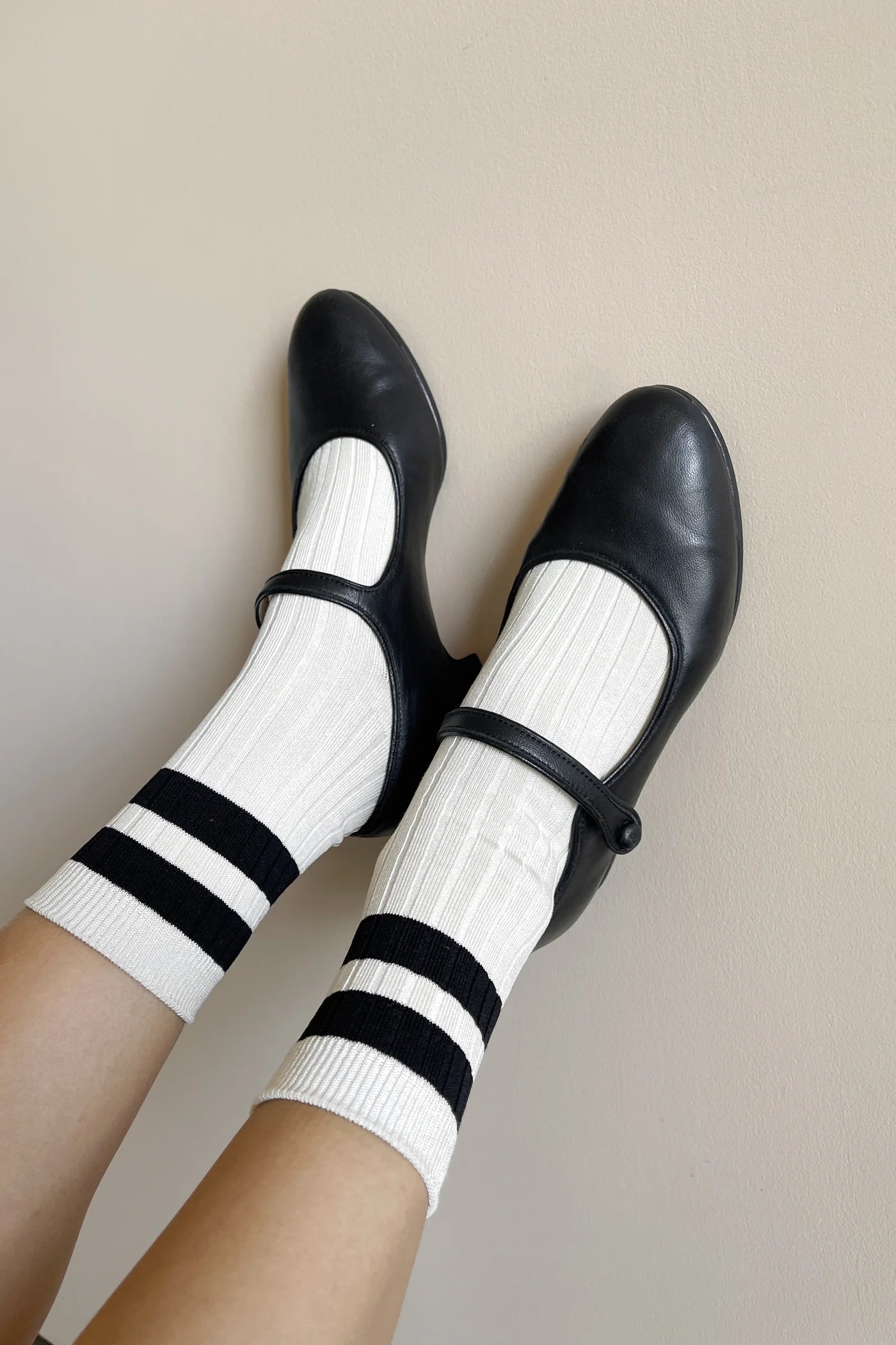 Varsity Socks - Cream & Black