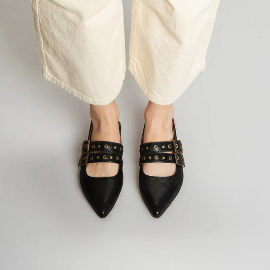Hope Pointy Sling Back - Metallic Black
