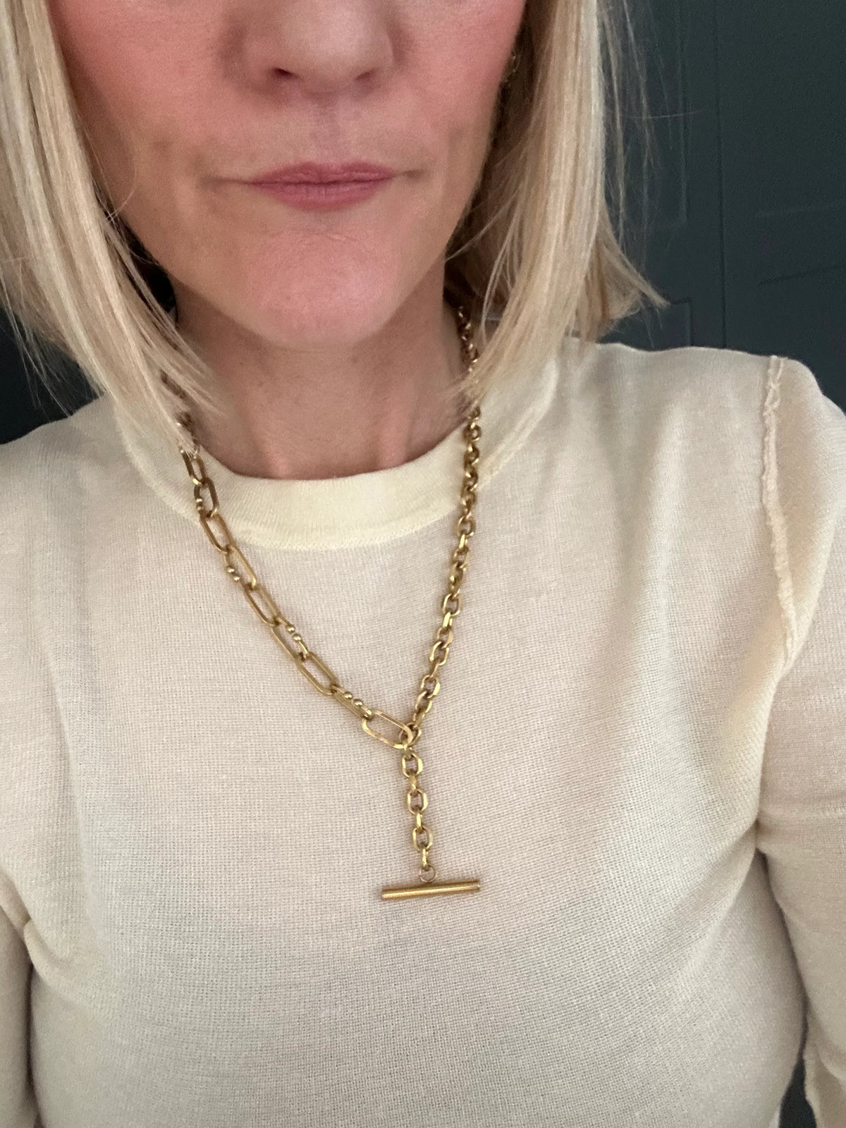 Claudia T Bar Necklace - Gold